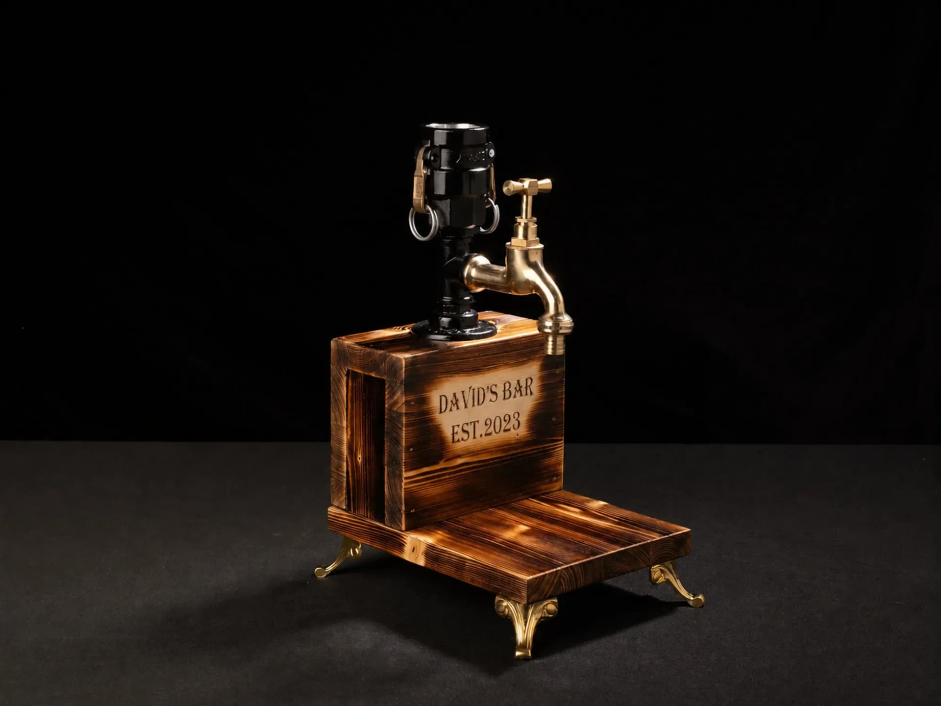 Rakıntı | Personalized Wooden Drink Dispenser Shou Sugi Ban product photo